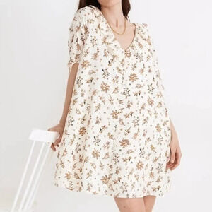 Madewell Ruffle Button-Front Trapeze Dress in Floral Reef XS